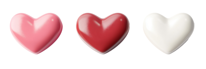 Valentine hearts, love symbols, isolated on transparent background