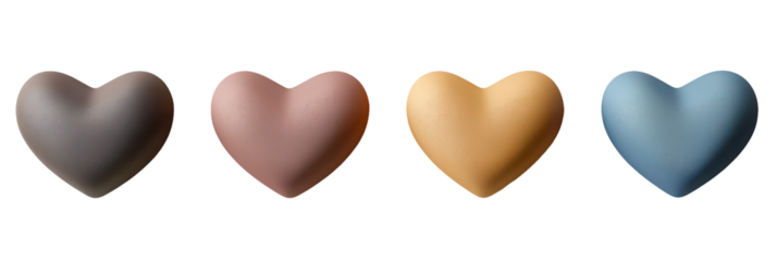 Colorful 3d hearts valentine's day love isolated transparent background