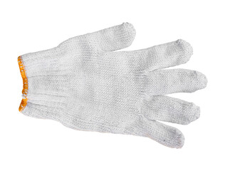 White cotton work glove isolated on transparent background, safety and protection concept.