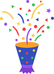 Obraz premium Simple Flat Illustration of Popping Confetti Party Popper Celebration Element