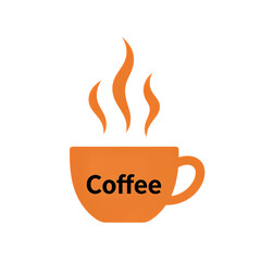 Hot coffee cup with steam isolated