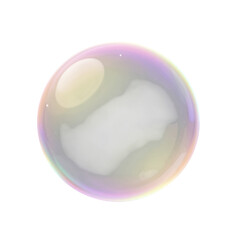 Iridescent soap bubble with rainbow reflections