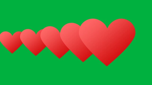 Green screen animation of love transitions appearing side by side covering the screen