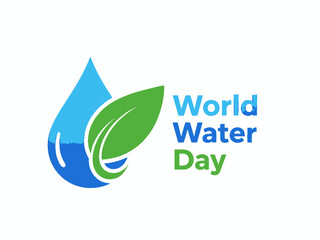 Obraz premium World Water Day celebration illustration with water drop and leaf