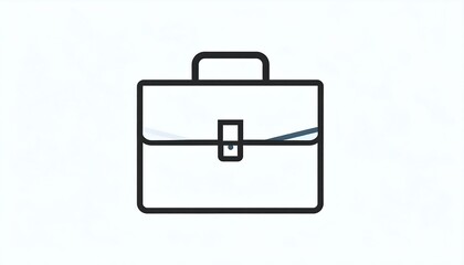 Minimalist drawing of a briefcase with a handle and simple clasp on a speckled background