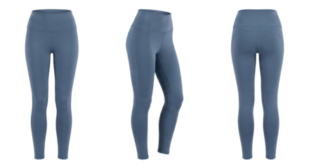 Blue Yoga Pants - Front, Side, and Back Views