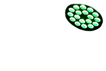Green led pair spotlight in dark.Disco dance 