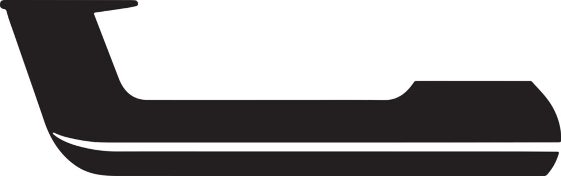 Black silhouette icon of modern monohull speedboat or passenger transport ferry water vessel profile