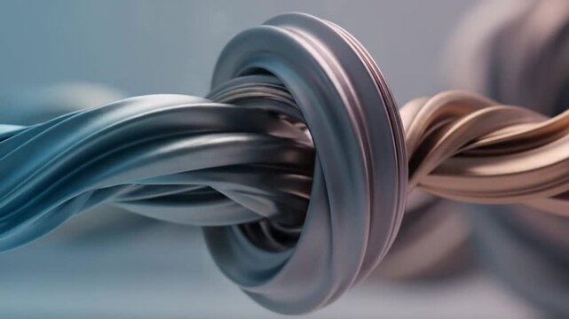 Abstract llic knot sculpture with smooth, intertwined shapes and soft gradient background.