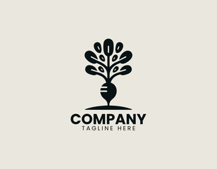Obraz premium Radish tree plant illustrated as clean black vector logo design