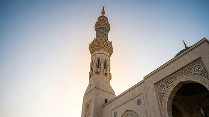 Ancient Minaret and Archway of a Historical Mosque