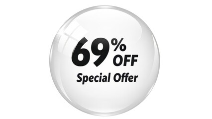 Discounted Special Offer Button with 69 Percent Off.