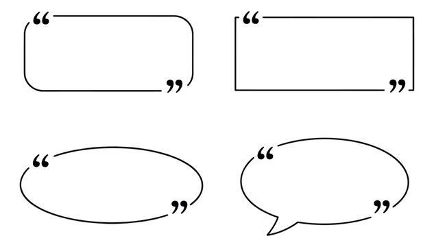 Line art quote frames set featuring rectangular, oval, and speech bubble shapes for text display