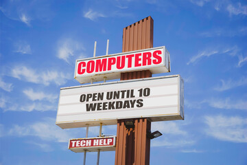 Aged and worn computers sign