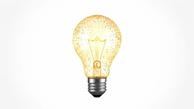 A light bulb formed by particles turns on idea concept