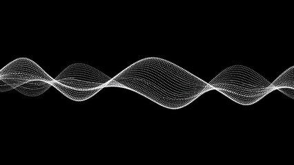 Abstract white digital waveform pattern on a black background, representing sound or data visualization.