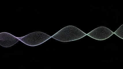 Abstract digital rendering of a glowing, undulating dotted line with a color gradient on a black background.