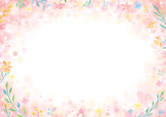 Watercolor Floral Frame Background in Pink