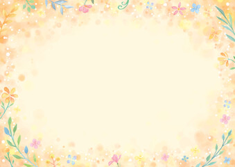 Watercolor Floral Frame Background in Yellow