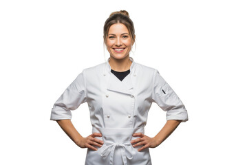 Confident chef posing in kitchen attire