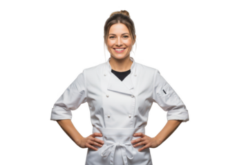 Confident chef posing in kitchen attire