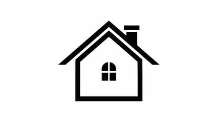 Obraz premium Simple Black Silhouette of a House with a Chimney.