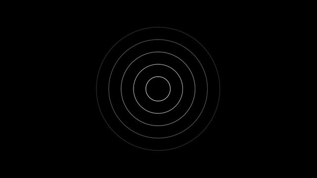 Abstract blue color circle line pattern isolated on black wave animated background. Radio wave background 4k video...