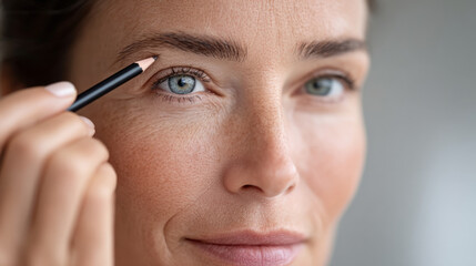 Brow shaping using eyebrow pencil for natural makeup look