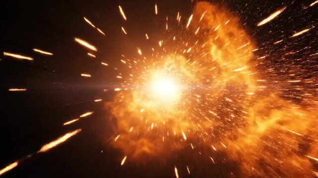 Abstract cosmic background with orange nebula and stars, perfect for science fiction themes.