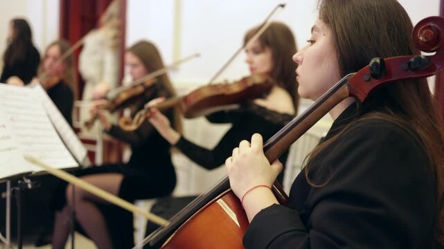 String Quartet Performing Live with Violins and Cello