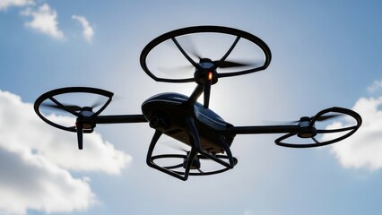 Quadcopter flying in sky