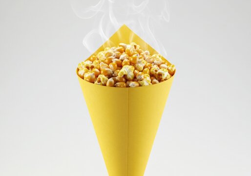 a paper cone of freshly popped msr corn kernels
