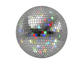 Obraz premium Disco ball with shiny mirror tiles isolated on transparent background