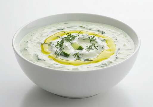 a bowl of cack cold cucumber yogurt soup with