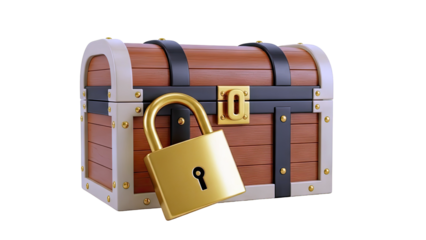 Treasure Chest with Golden Padlock