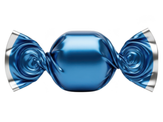 Blue candy wrapper isolated on transparent background
