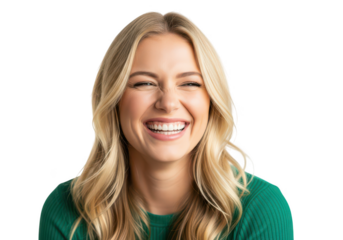 Young woman smiling happily