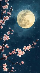 Naklejka premium 幻想的な夜桜の風景