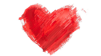 Vibrant red heart isolated on transparent background
