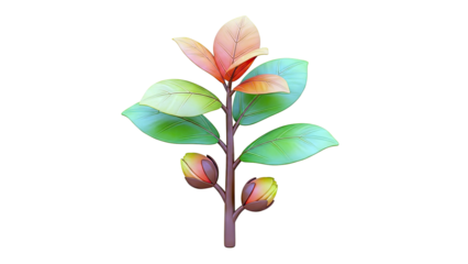 Stylized Plant with Leaves and Buds