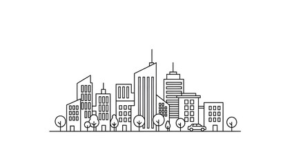 Fototapeta premium New York City skyline vector illustration of urban skyscrapers and buildings