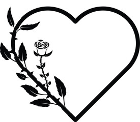 graphic illustration of heart and rose symbol. on white background.