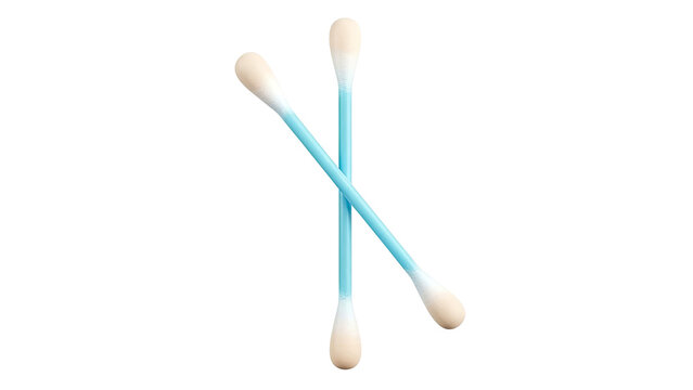 Two Blue Cotton Swabs Crossed