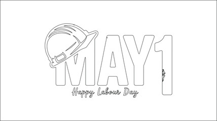 May 1 Labour Day hard hat worker celebration graphic