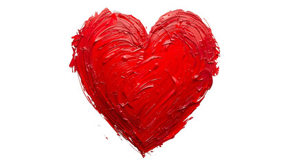 Vibrant red heart isolated on transparent background