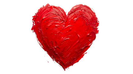Vibrant red heart isolated on transparent background