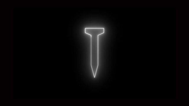 white Neon Sword Letter T Logo on Black Background
