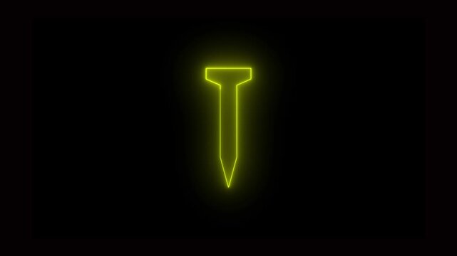 yellow Neon Sword Letter T Logo on Black Background