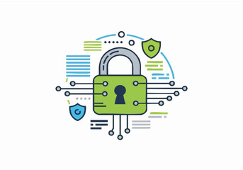 Digital Security Lock and Network Protection Icon