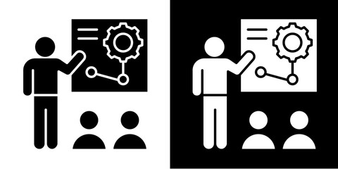 Training Program Icon Set White Glyph Style Collection
